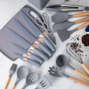 Kitchen Utensils Set With Silicone Cutting Board