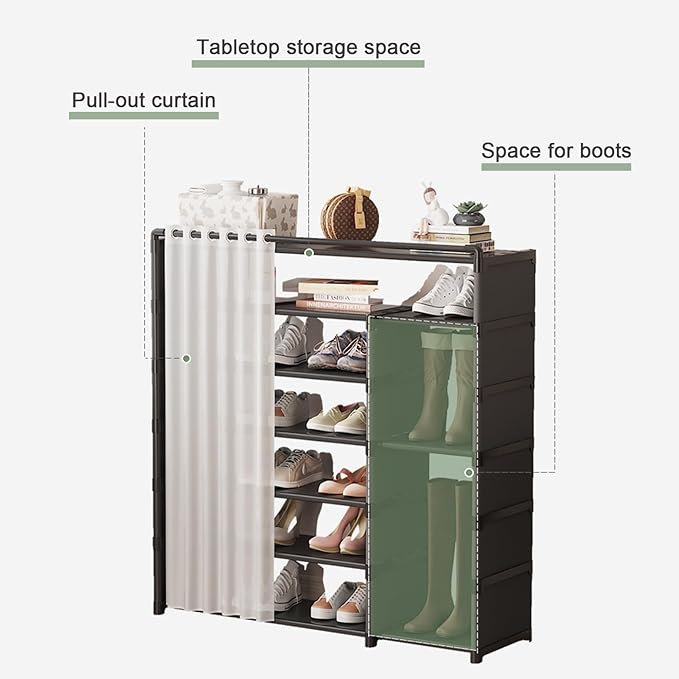 5 layer Portable Curtain Shoe Rack