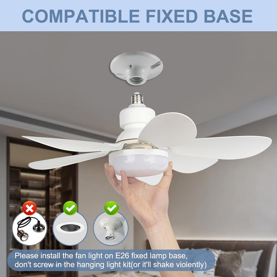 2 in 1 LED Socket Fan Light