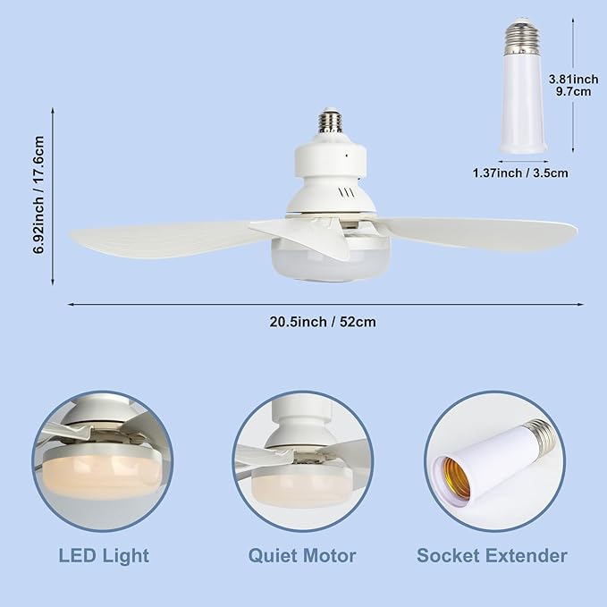 2 in 1 LED Socket Fan Light