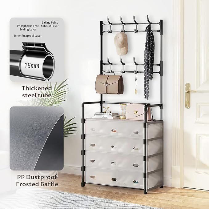 5 layer Dustproof Coat Rack & Shoe Rack