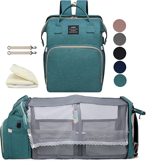 3-in-1 Diaper Backpack with Portable Baby Bed
