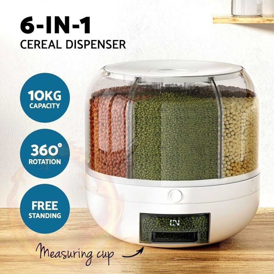 6 IN 1 260 ROTATING RICE AND FOOD STORAGE DISPENSER (5KG)