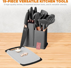 Kitchen Utensils Set With Silicone Cutting Board
