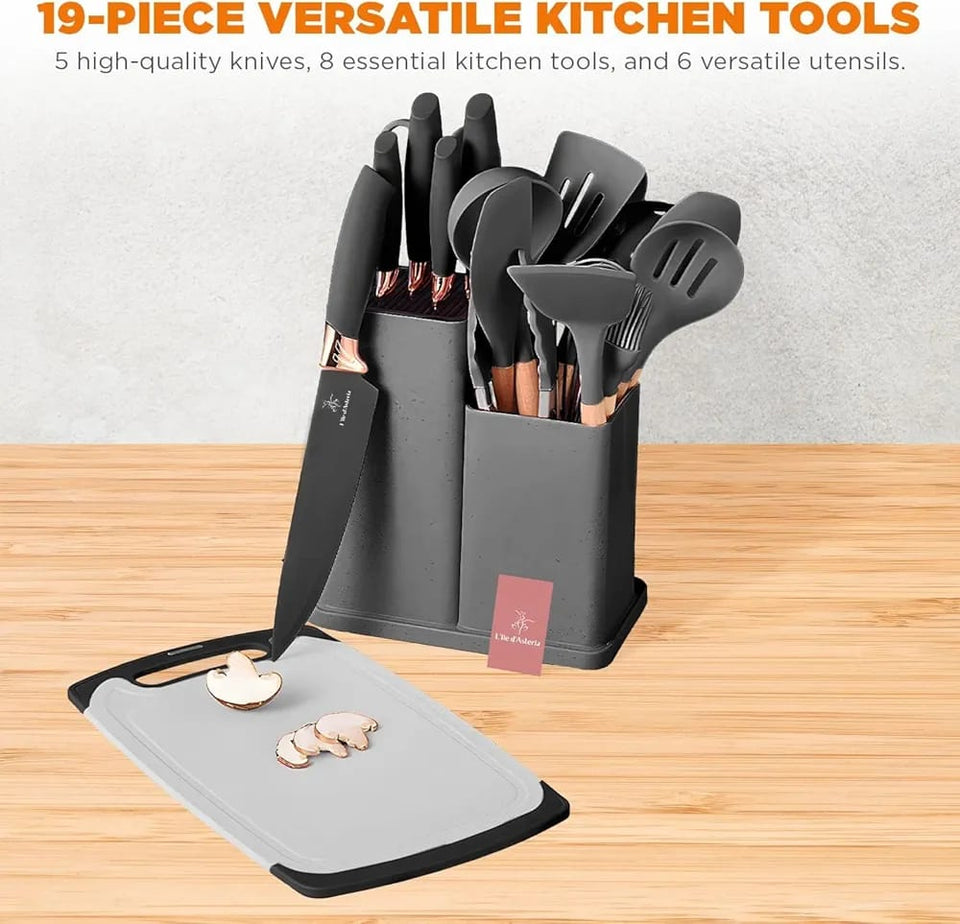 Kitchen Utensils Set With Silicone Cutting Board